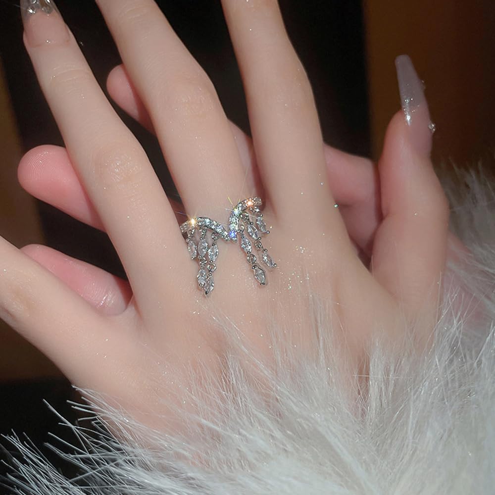 Minimalist Cross Band Rings for Women | Adjustable Dainty Design Eternity Band | Copper Plated Silver/Gold Cubic Zirconia for Statement Promise Rings for Women - Image 2