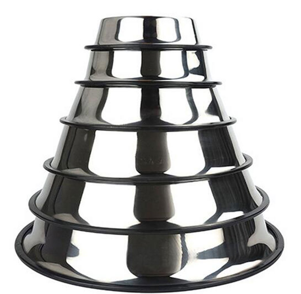 OUUD Crasy Shop Stainless Steel Pet Dog Food Feeding Bowls with Anti-slip Rubber Base for Dogs Puppy Cats-1PC (M)