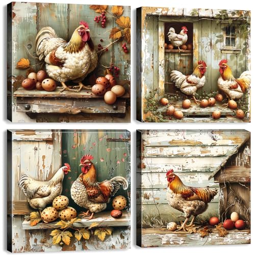 Farmhouse Chicken Wall Decor Rooster Kitchen Wall Decor for Dining
