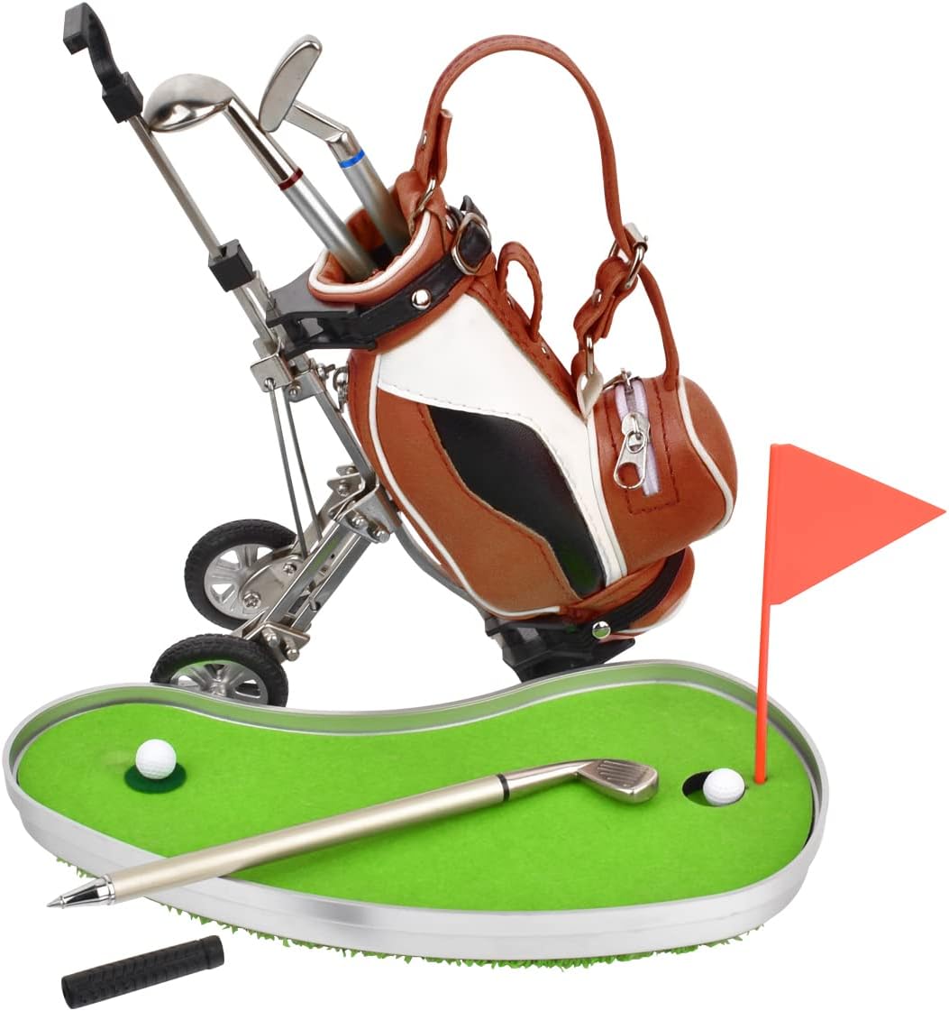 Dual-Purpose Golf Gift Golf Pen Holder with 3 Pieces Golf Pen Set,Office Desk Decor, Golf Cake Topper Golf Birthday Gifts for Golfer Golf Fans Souvenir Women Men Dad : Sports & Outdoors