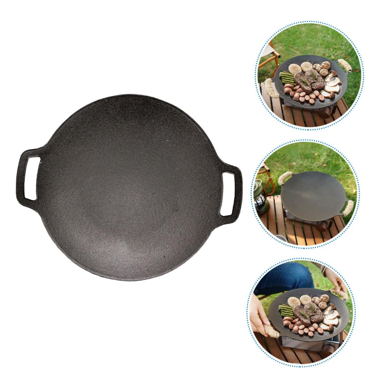 Padella in Ferro per Barbecue Esterno senza Sbavature Ampio Utilizzo, per Occasioni Speciali e Festività