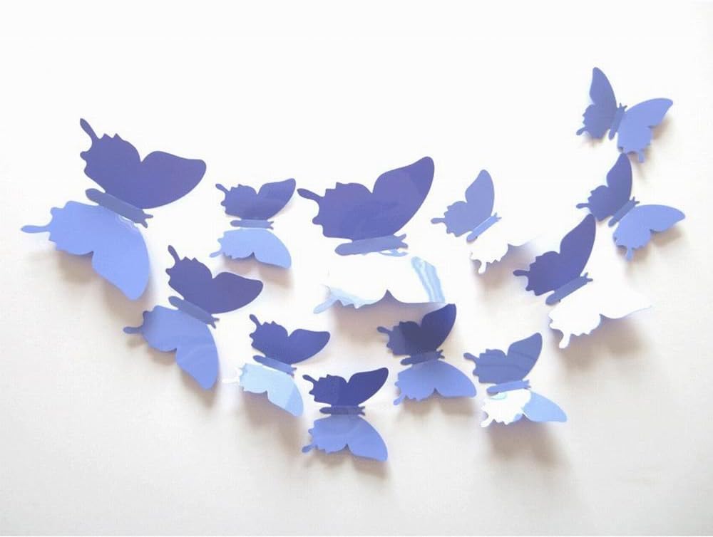 GRC[TM] 3D Blue Butterfly Wall Decor Home Decal Sticker Art Room Removable 3d Mural Stickers Diy Butterfly Design