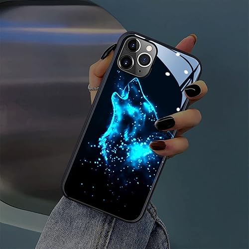 Miniatura 1 de Funda con luz LED compatible con iPhone 12ProMax, cubierta trasera de vidrio templado brillante a prueba de golpes, para mujeres geniales y hombres