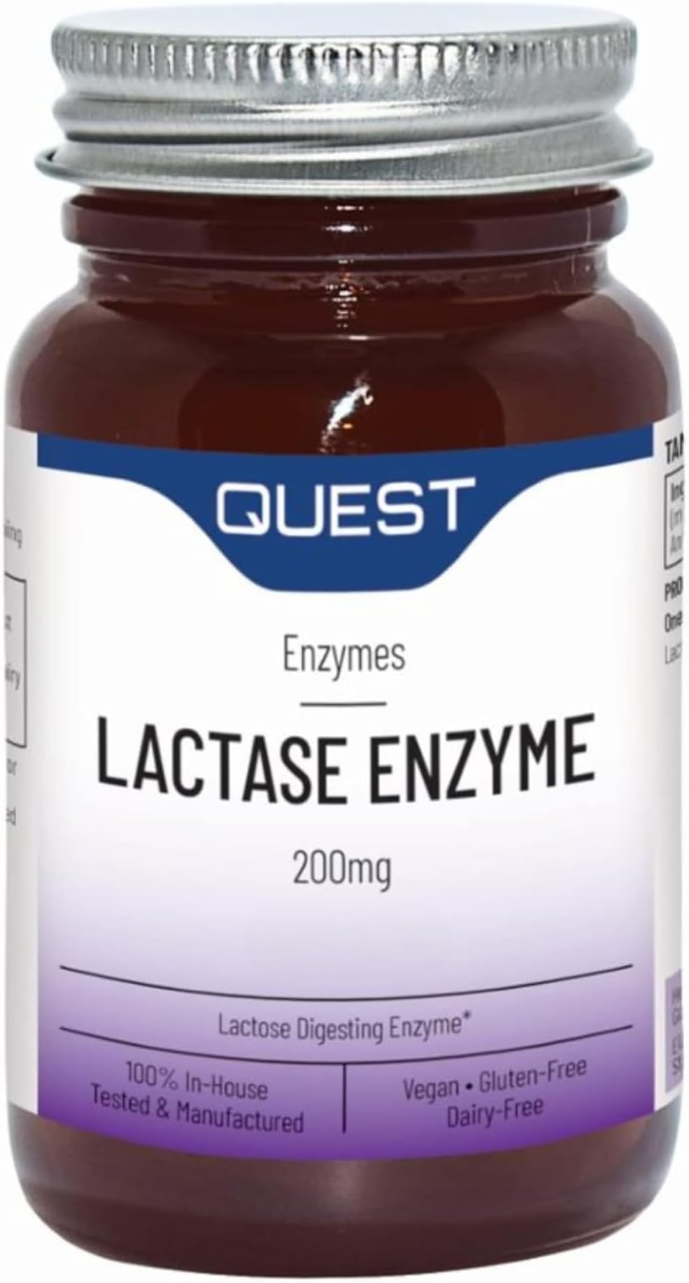 Lactase Enzyme 200mg Lactose Intolerance Relief. 2000 ALU Fast Relief Dairy Enzymes Digestive Supplement to Prevent Gas, Bloating & Diarrhoea. Dairy Free, Gluten Free & Vegan (30 Tablets)
