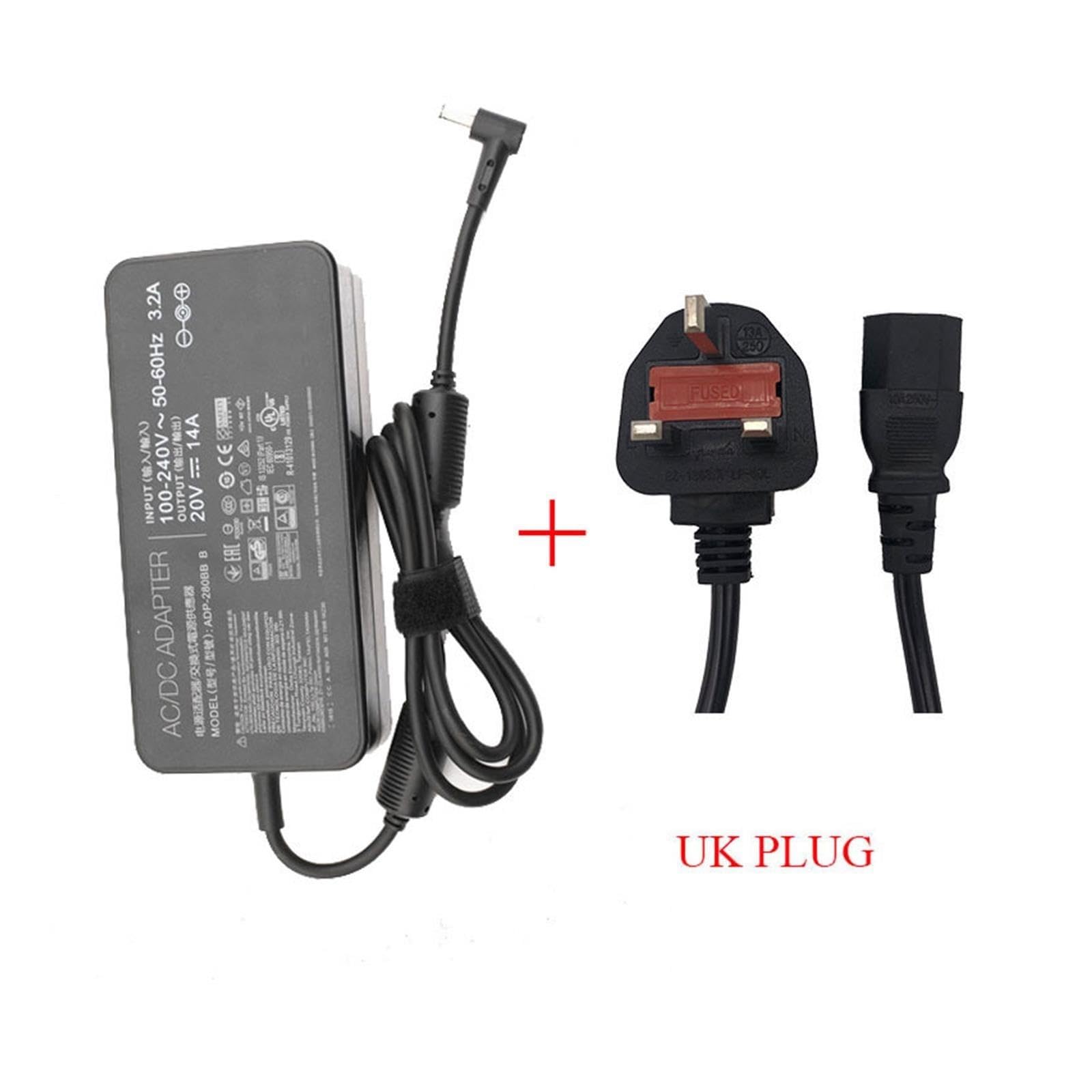 Adattatore Caricabatterie ADP-280BB B Lap 20V 14A 280W 6.0 * 3.7MM, Compatibile For ASUS, PG35V ROG GX551QS GX551QR GX703HS GX703HR GX703HM G732LWS(With UK plug)