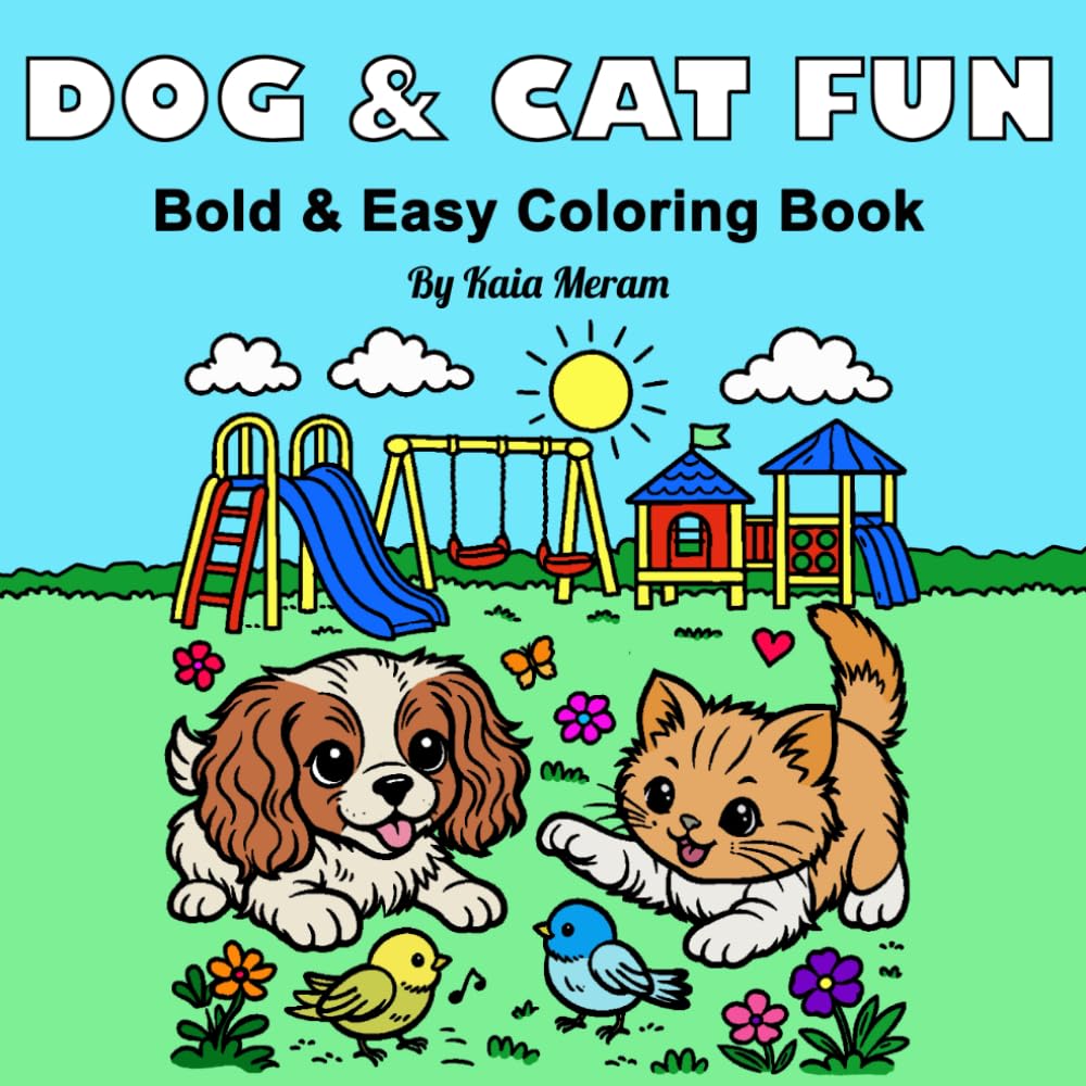 Dog & Cat Fun: Bold & Easy Coloring Book
