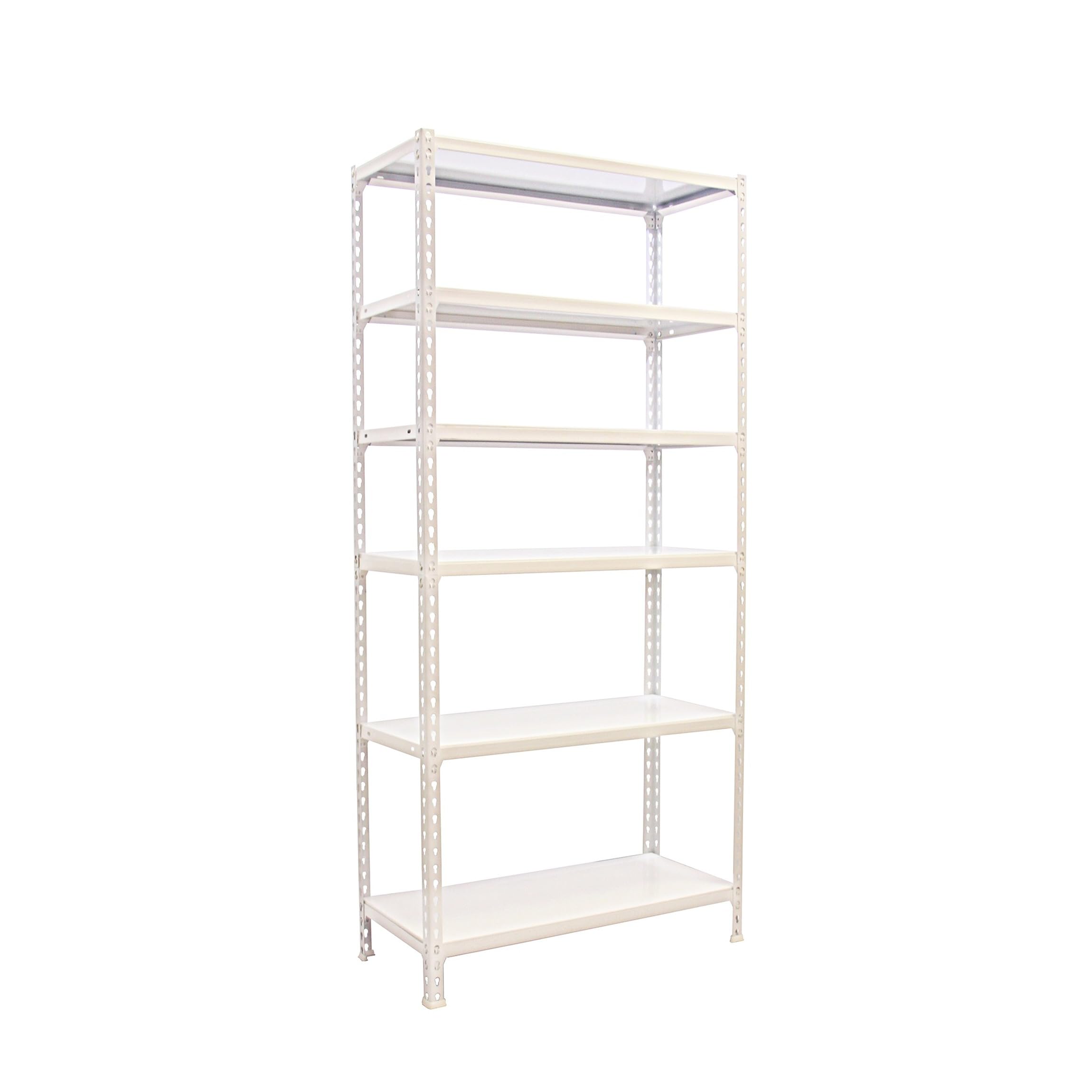 Simon Rack Estanteria Metalica, 2500x1000x300 mm, 6 Alturas, Bandeja Metal, 180 kg de Punto Flexión, Estanteria Almacenaje, Blanco - Simonclick