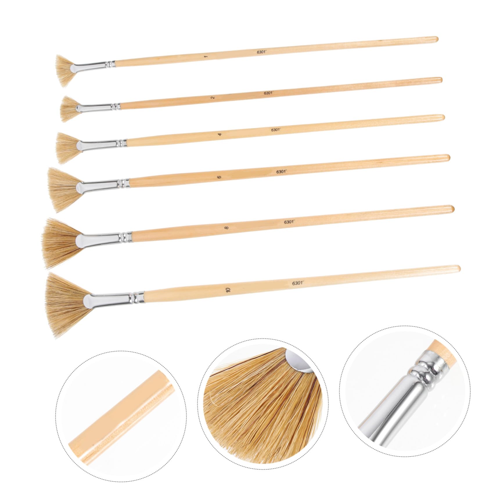 jojofuny 3 Ensembles Pinceaux Éventail Brosse À Peinture Ergonomique pour Aquarelle Et Huile Facile À Nettoyer Convient Aux Artistes Et Étudiants 6 Pièces * 3