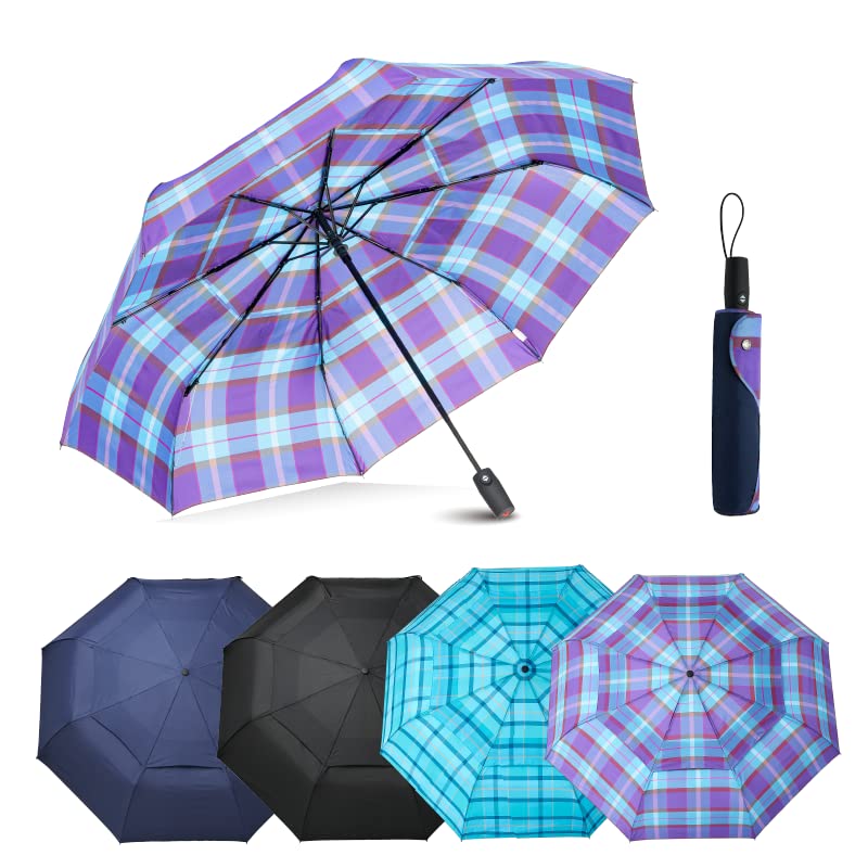 Edinburgh Large Windproof Travel Umbrella - Wind Resistant Automatic Strong Build to Last Steel and Fiberglass Rib Umbrellas