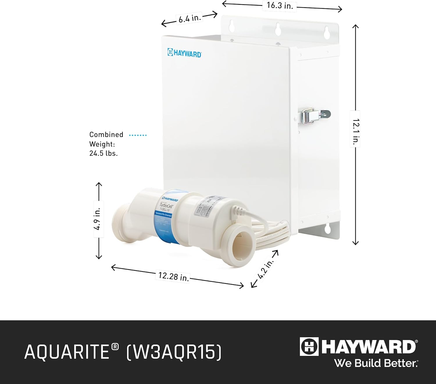 Hayward W3AQR15 AquaRite Salt Chlorination System for In-Ground Pools up to 40,000 Gallons, White