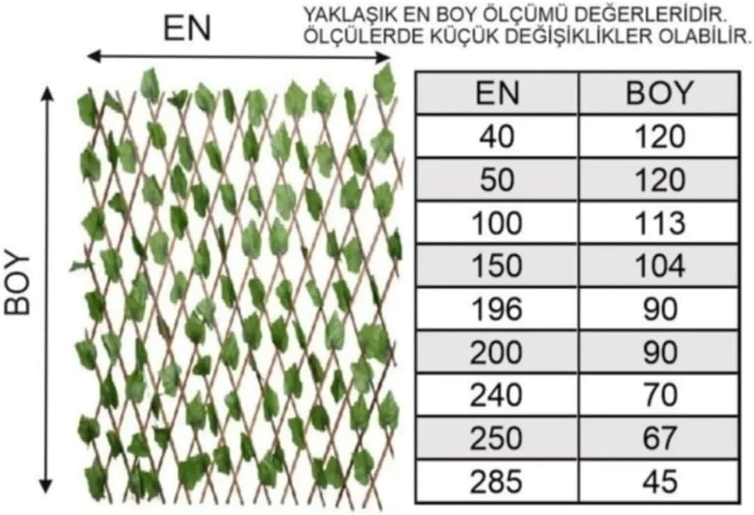 Ada 3XL Yapay Sarmaşık Çit, Akordiyon, 3 x 50 cm, Yeşil
