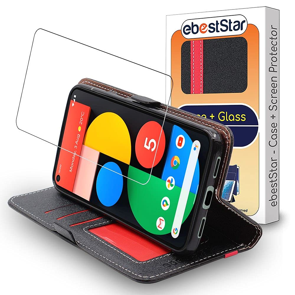ebestStar - Cover per Xiaomi Mi A3, Custodia Libro Protezione Portafoglio, Pelle PU Porta Carte, Nero/Rosso + Vetro Temperato