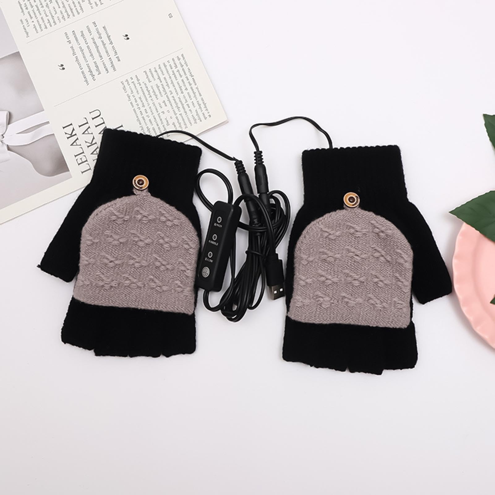 ZH1YFD Podgrzewane rękawiczki USB-Podgrzewane rękawiczki z półpalcem-ogrzewacze do rąk Rękawiczki do ogrzewania dłoni dla przyjaciół rodziny, współpracowników piszących na klawiaturze