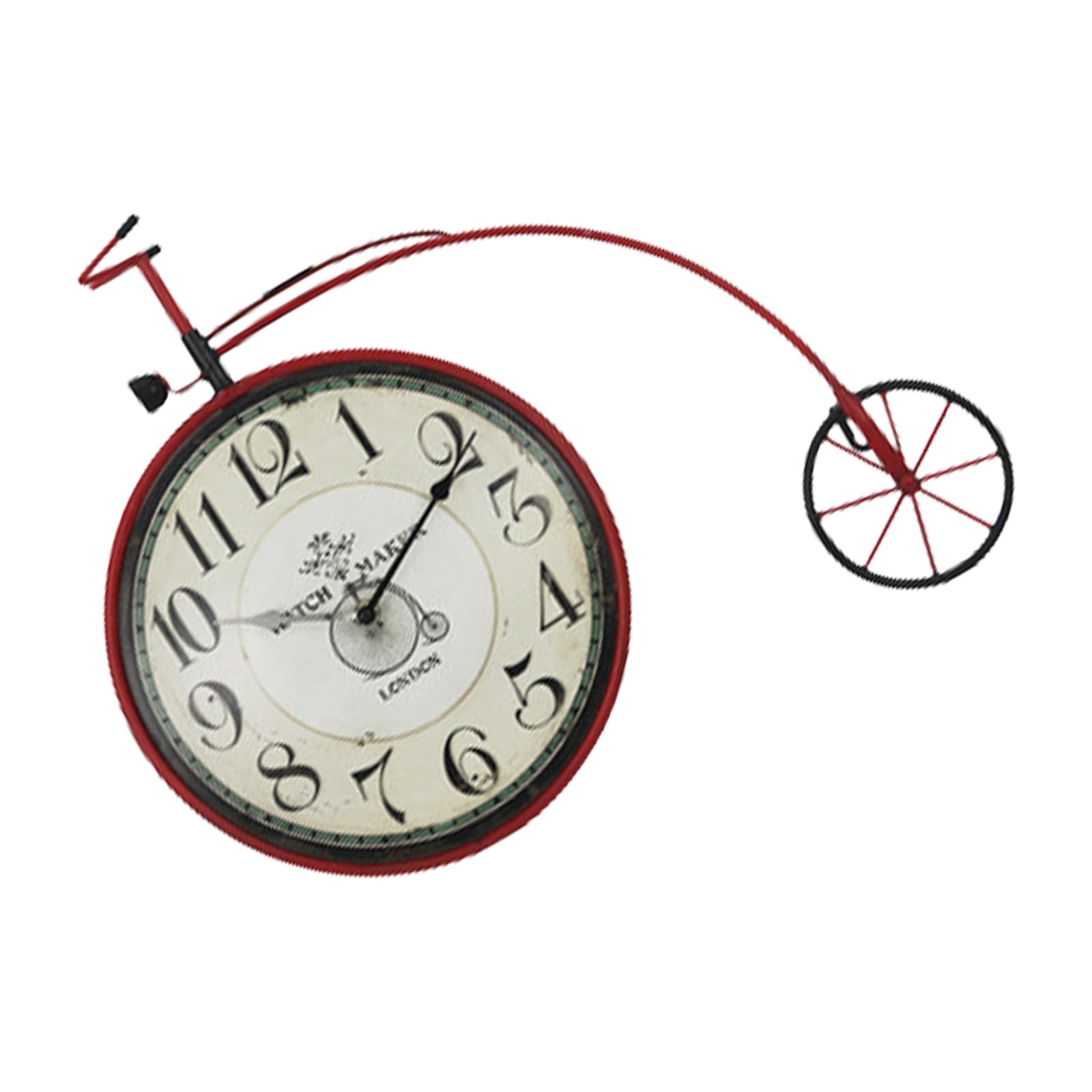 Horloge murale vintage vélo en fer robuste avec mécanisme silencieux à piles
