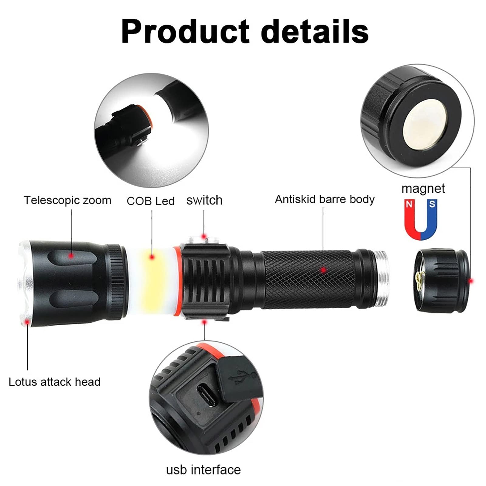 Latarka LED*Kompaktowa ręczna, zasilana akumulatorowo, Mini latarka do awaryjnego użytku na zewnątrz Mini latarka Wodoodporna na kemping, Latarki taktyczne o dużej jasności, super jasne,