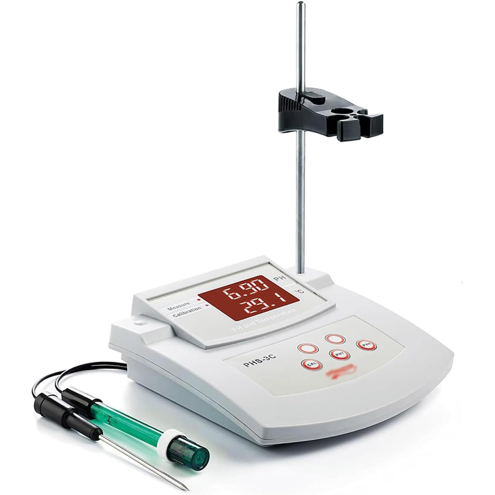 Medidor de pH de laboratorio de sobremesa, medidor digital de pH ±0.01 con electrodos de pH y temperatura, calibración automática de 2 puntos