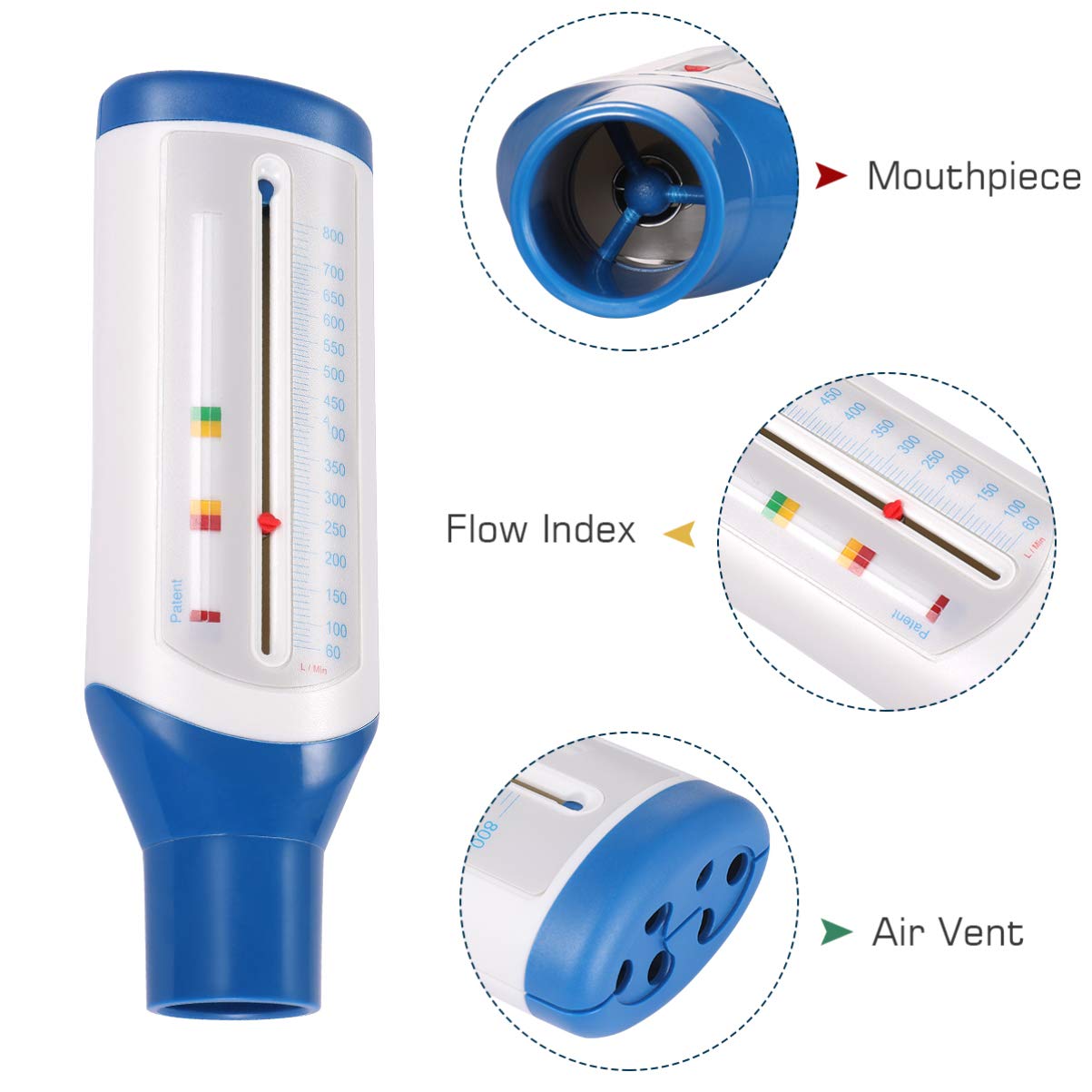 ULTECHNOVO Flow Meter Lung Exerciser Standard Spirometry Flow Meter
