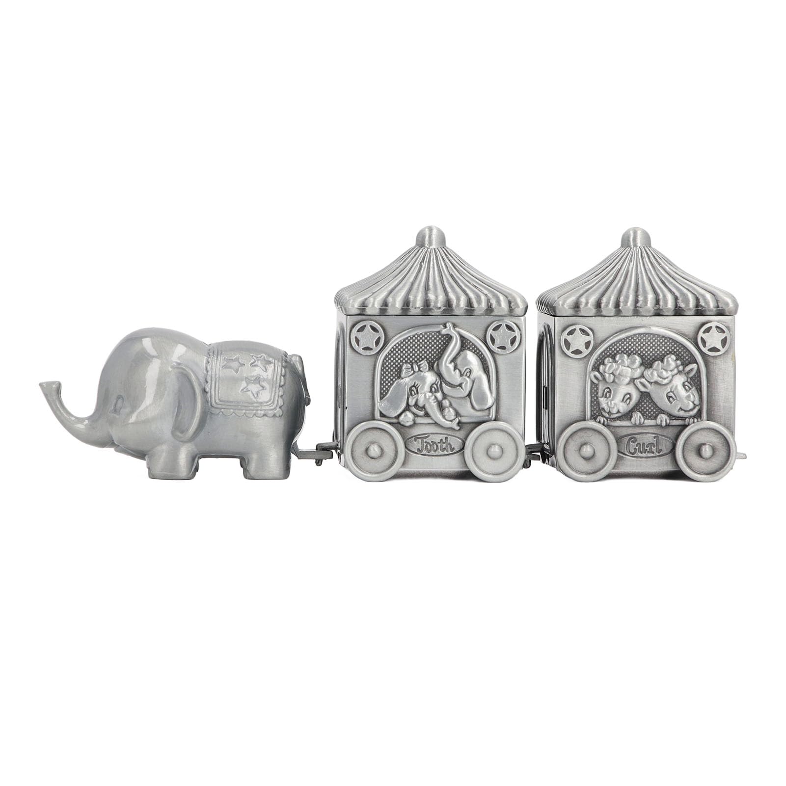 Teeth Eleph Carriage Keepsake Box Metal Collection Container for Shower Newborn Birthday Tooth Collection BoxEleph Keepsake Box T The As