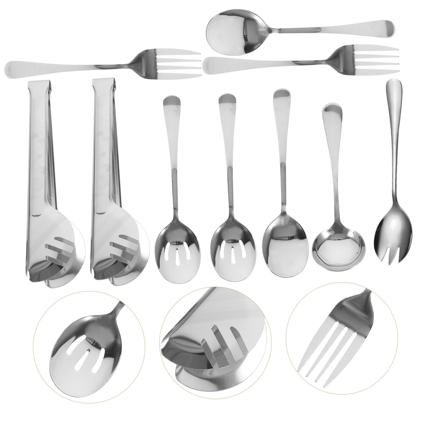 OUNONA Posate in Acciaio Inox Di Stoviglie Per Servire Buffet e Catering Cucchiai e Forchette Da Portata Per Cucina Casa