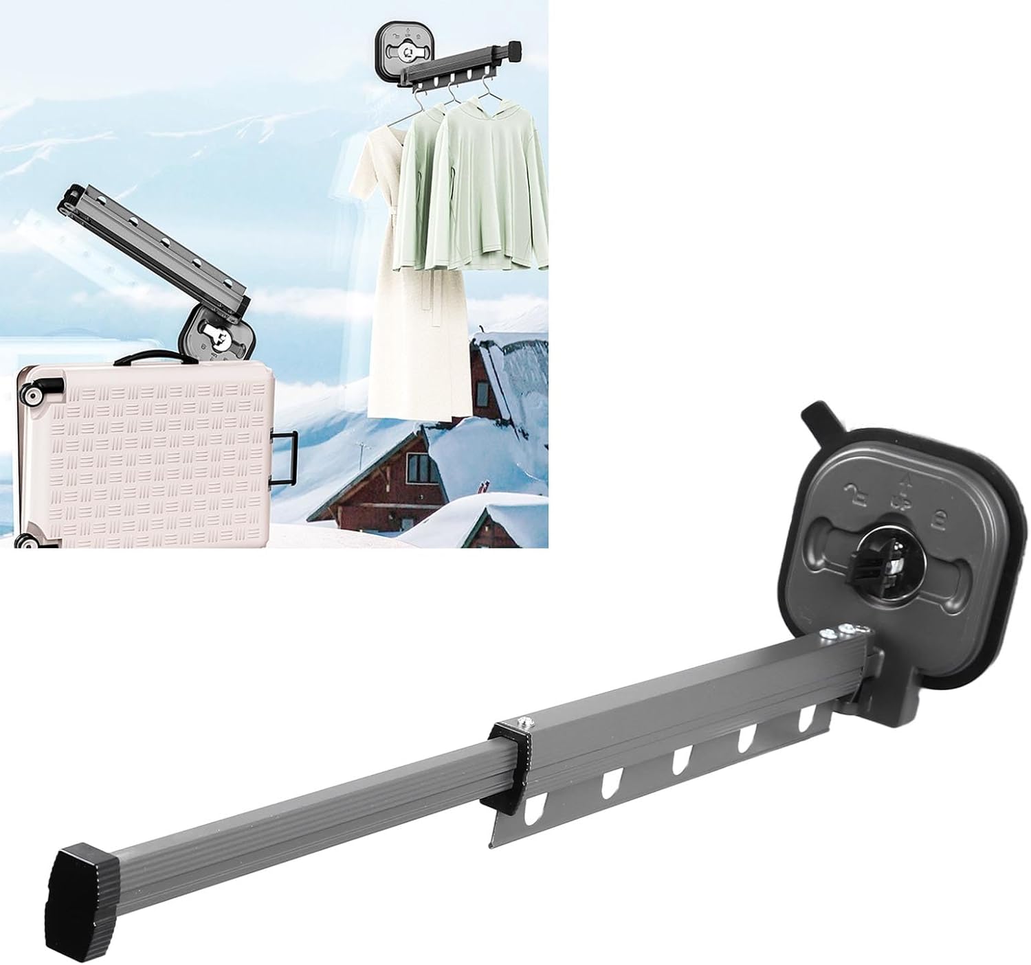 Wall Mounted Clothes Drying Rack, Retractable Laundry Drying Rack, Space Saving Collapsible Clothes Rack with Suction Cups for Balcony Bathroom Tile Glass (1 Fold Grey)