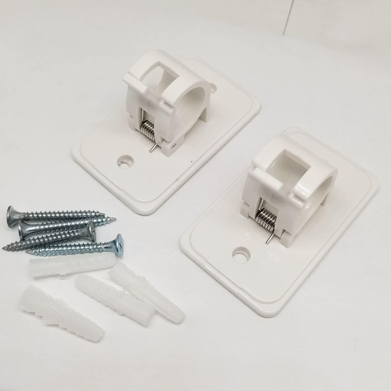 HONEYSEW Window Hardware Rod Holders (2pack(4pcs)) - Universal Plastic & Stainless Steel Wall Mount Holder for Curtain Rod