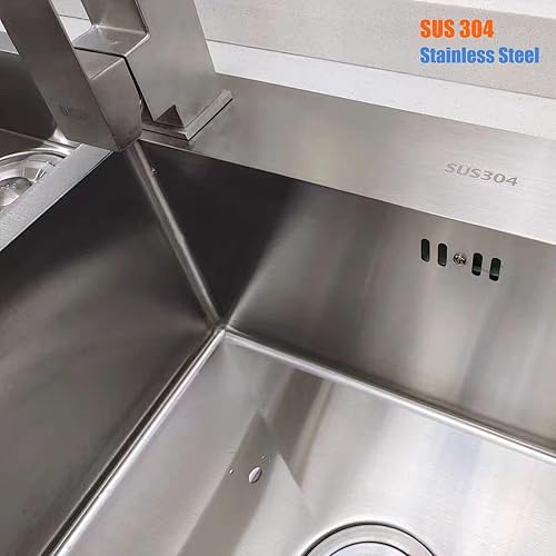 Miniatura 3 de Fregadero de lavandería con tabla de lavar fregadero de cocina de acero inoxidable con grifo para el hogar, piscina, balcón, lavabo de lavado de