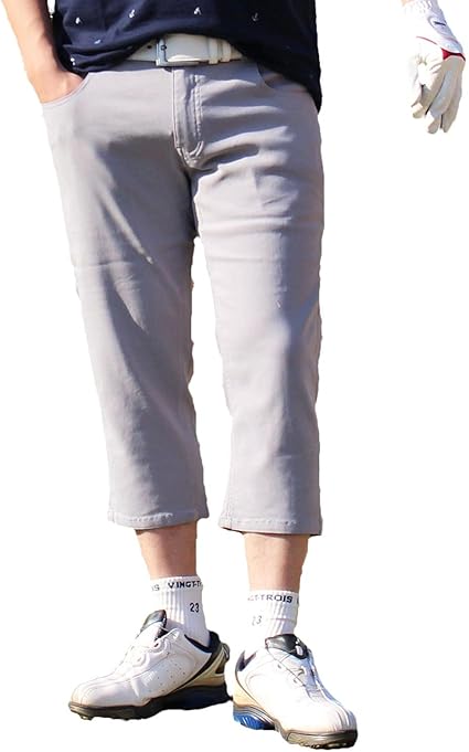 Amazon トップイズム ゴルフパンツ メンズ クロップドパンツ ストレッチ ゴルフウェア ハーフパンツ チノパン ショートパンツ 無地 7分丈 春夏 アウトドア ショート ハーフパンツ 通販
