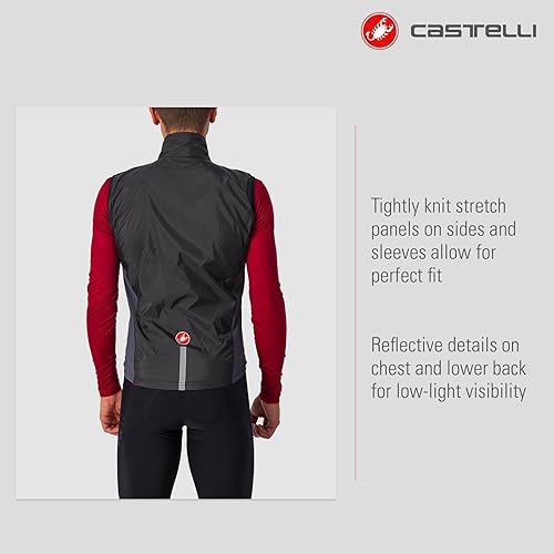 Miniatura 4 de CASTELLI Chaleco elástico Squadra para hombre, resistente al viento, cremallera completa con cuello alto para ciclismo de carretera y grava I
