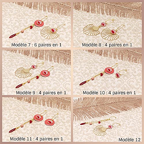 Boucles d'oreilles coquelicot interchangeables laiton or rose - 5