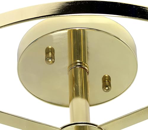 Miniatura 6 de Elegant Designs FM1005-GLD - Pantalla mediana de hierro y vidrio de 13 pulgadas, estilo tradicional de granja, industrial, montaje en techo,