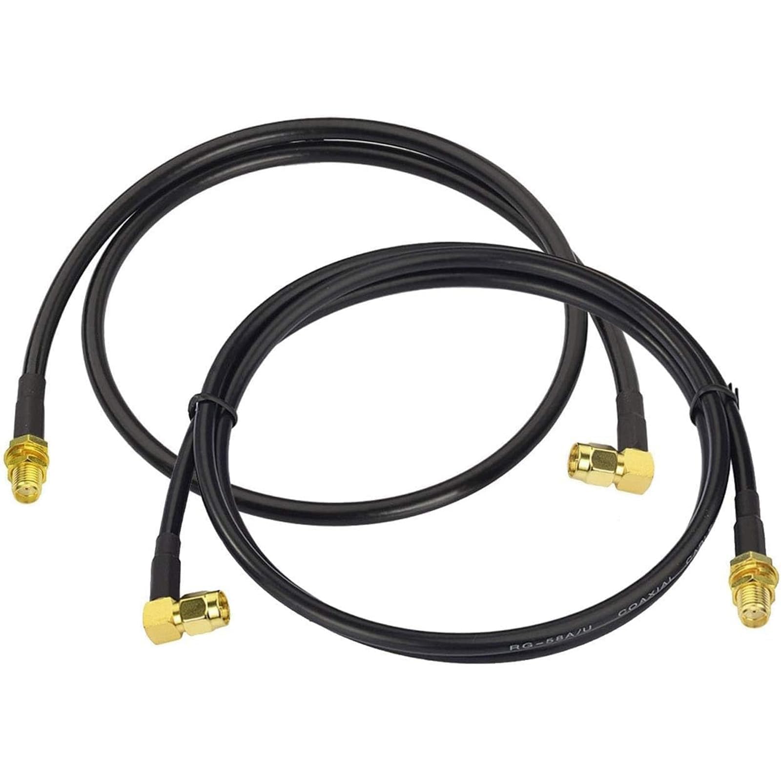 THE WHITE SHOP 2PCS Coaxial Cable RG58 SMA Male Right Angle to Female Ham Radio Antenna Extension Relocation Cable SMA Male Right Angle to Female for Ham Radio Kenwood Horizon Marine VHF Radio(3M)