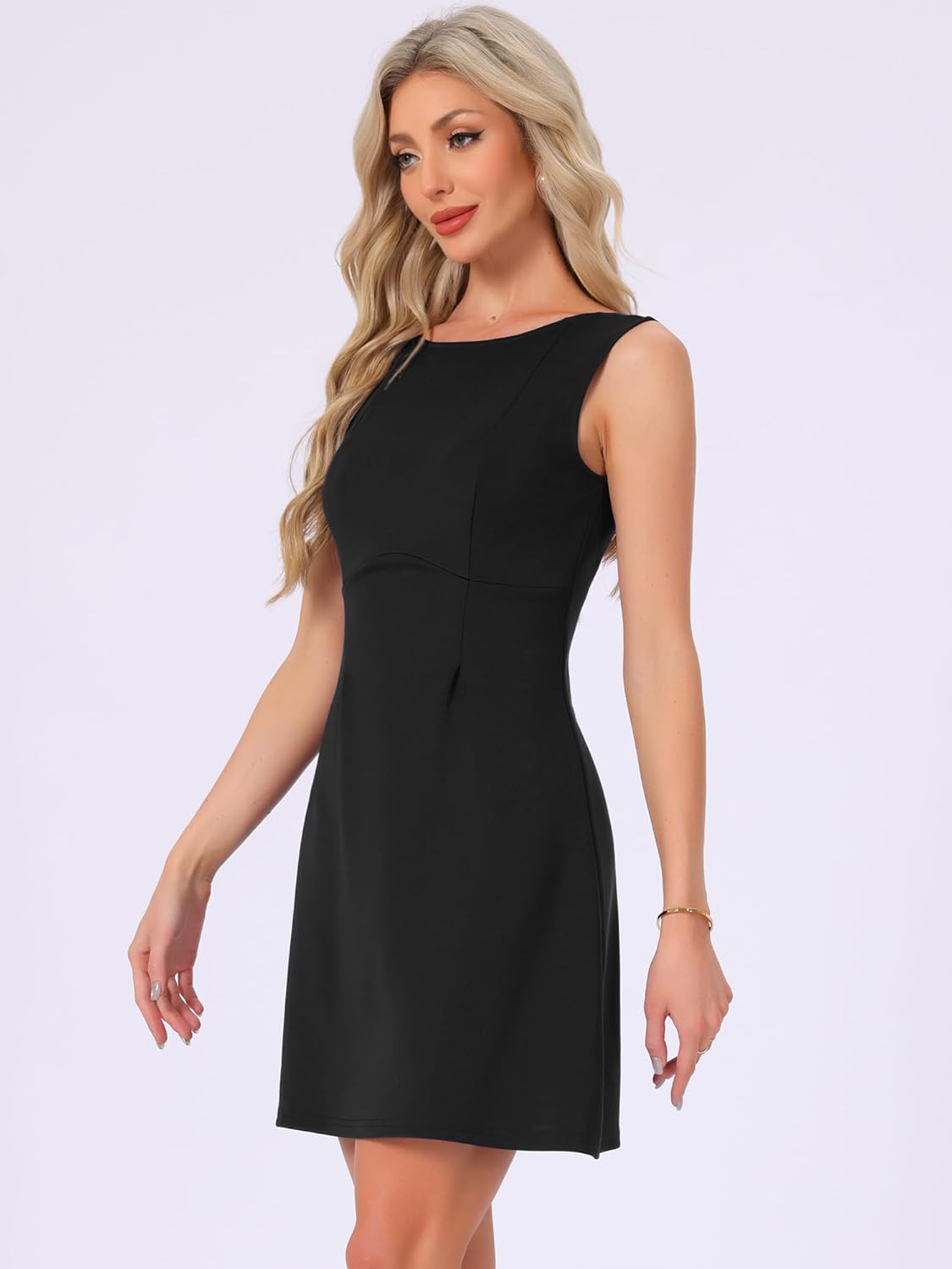 Allegra K Women's Valentine's Day Mini Dress Backless Boat Neck A-line Tank Dress Party Club Dresses - Image 3