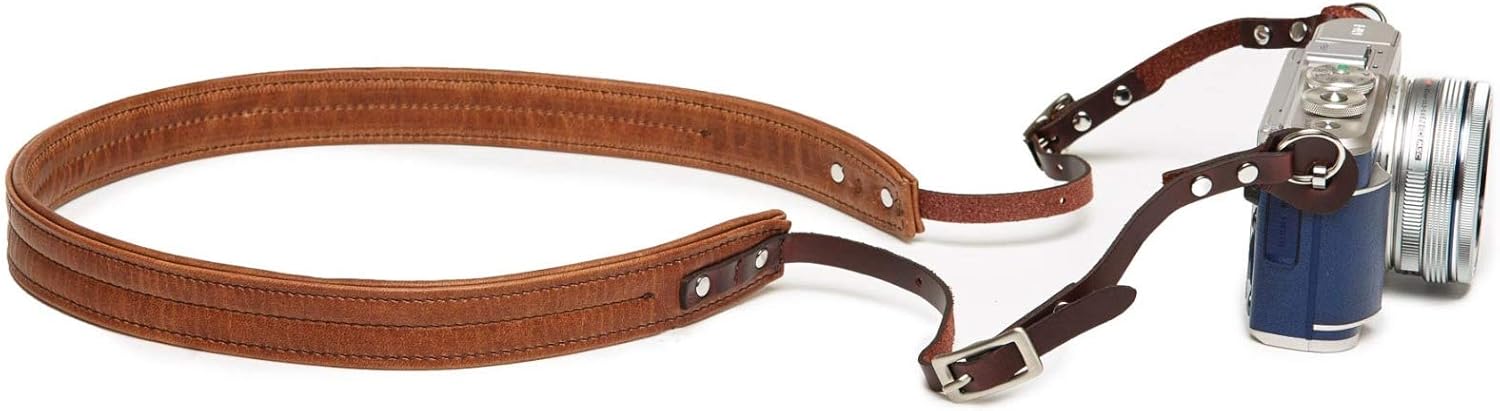 Ona The Oslo Padded Leather Camera Strap for Mirrorless and Film Cameras, Antique Cognac Brown