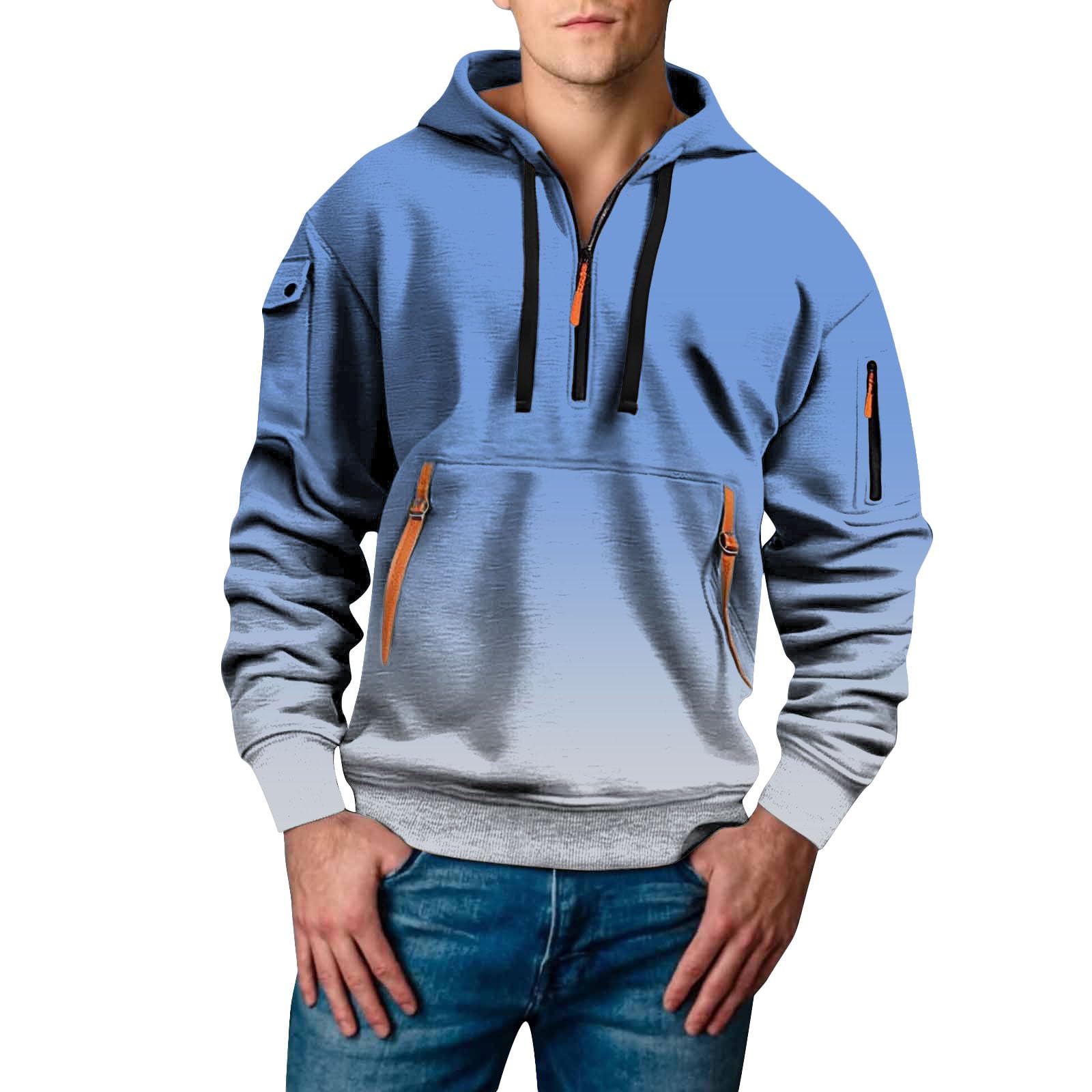 Sudadera sin mangas hombre con capucha XXL en color sky blue ideal para deporte 5