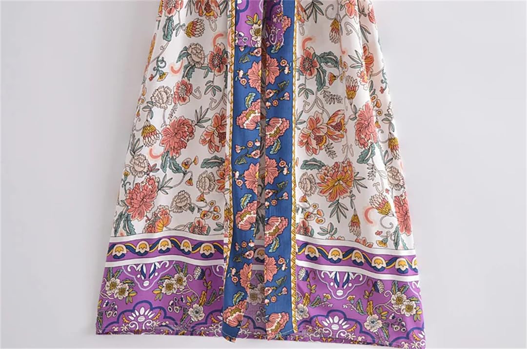 Abito bohémien con stampa floreale e maniche a pipistrello, kimono da donna, scollo a V, abito estivo per bikini