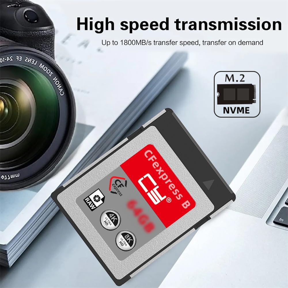 xiwai CFexpress Type-B 64GB CFE CFB Memory Card Adapter Compatible with XS Camera 8K RAW PCIe Expansion