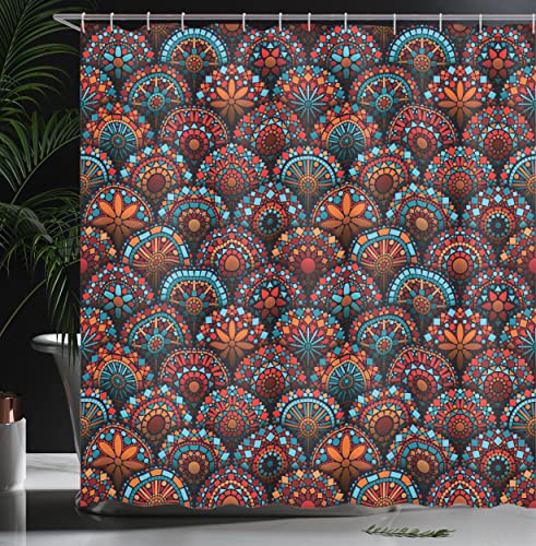 ABAKUHAUS Mandala Shower Curtain, Pattern with and Geometric Floral Form Art Image - Image 3