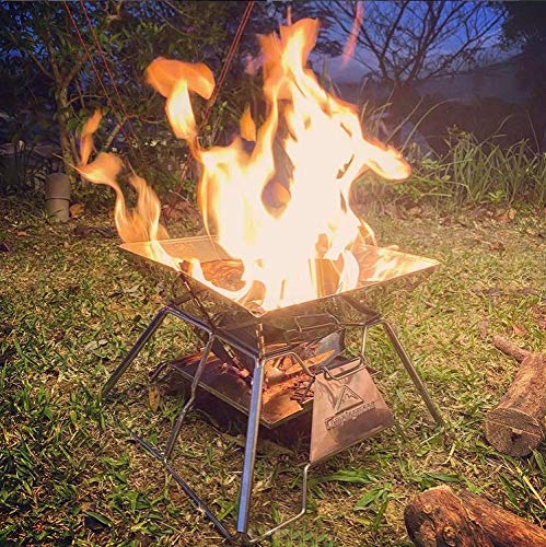 Campingmoon Stainless Steel Foldable Camping Grills Portable Wood Burning Charcoal Grill 14-Inch With Carrying Bag Mt-2 #TOP5