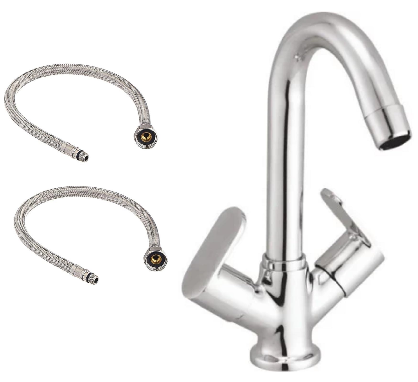 JAGGER JAG218 Table Top Brass Centre Hole Basin Mixer for Bathroom Wash Basin, Perfect for Hot & Cold Water Both (with 12 Inch Leg Pipe) (Droop)-image-42