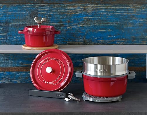 STAUB Cocotte, Gusseisen Bräter, Alle Herdarten inkl Induktion, Rund, 18 cm, 1,7 L, Kirsch-Rot – Ansicht 7