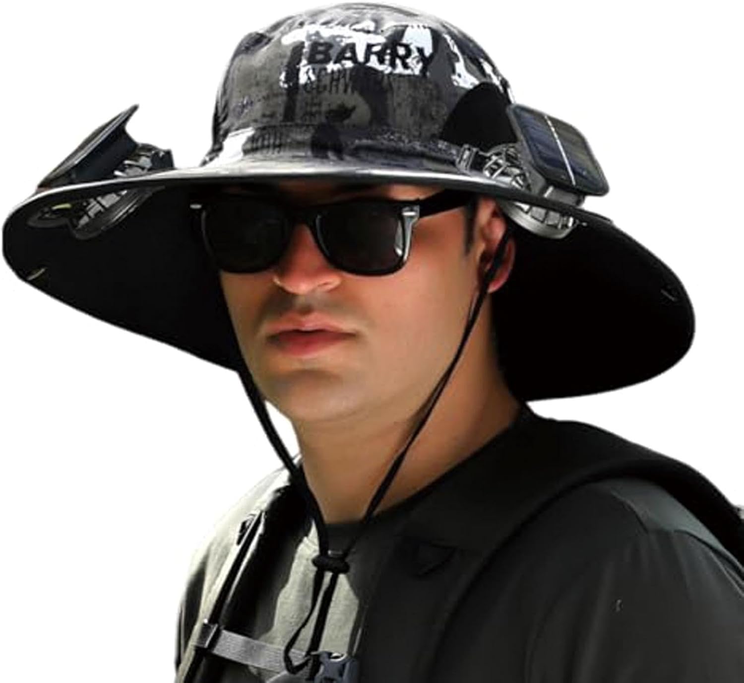 Outdoor Wide Brim Sun Hat with 2 Solar Fan - 2026 Sun Bucket Hat for Men Women, UPF 50+ Bucket Fishing Beach Hat Fan Built in