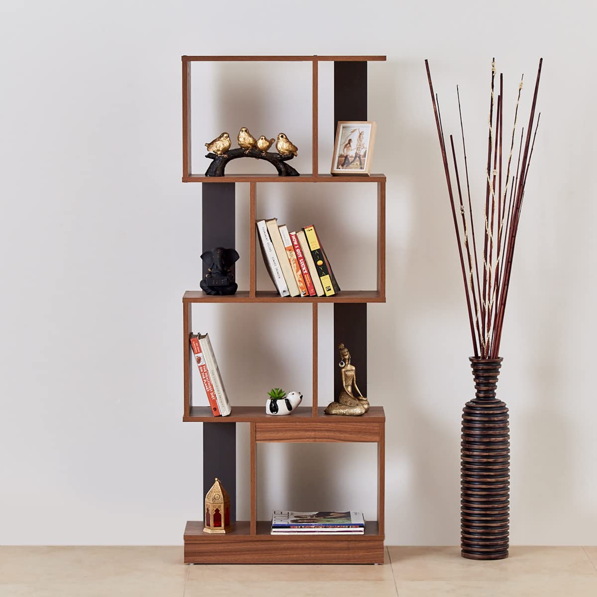 Home Centre Helios Quadro Leon 4-Tier Book Shelf - Brown-image-16