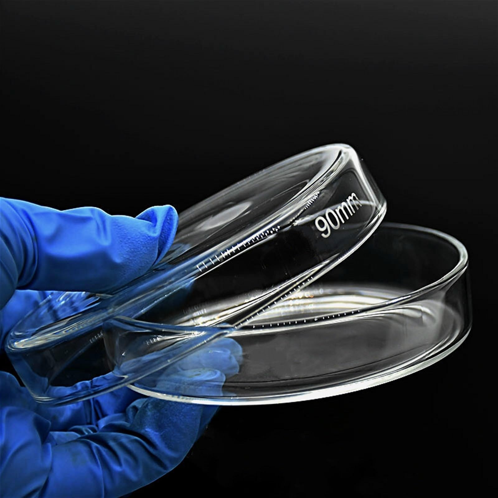 Equipo de Laboratorio Placa de Petri de Vidrio, Plato de Cultivo Grueso de Vidrio de borosilicato de 90 mm de Alto, cristalería de Laboratorio Transparente y Suave Resistente a Altas temperaturas, 10
