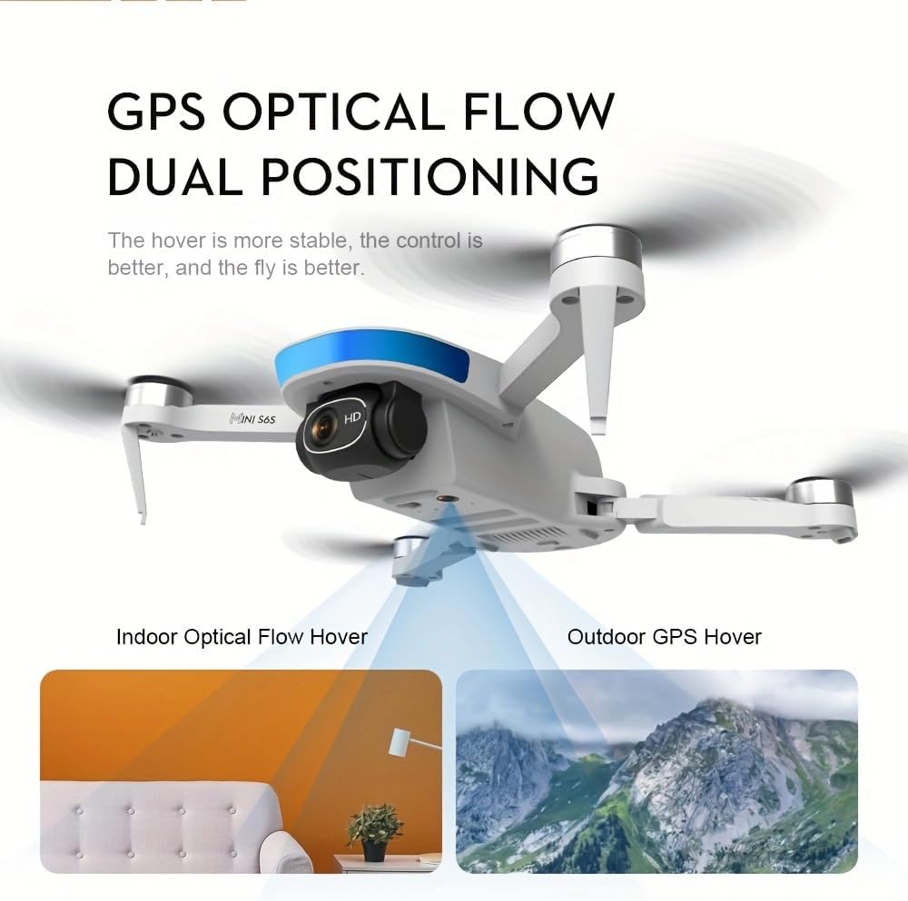 New S6S MINI Drone Brushless Foldable with FPV HD Dual Camera, WIFI and Outdoor GPS Hovering Function High Aerial Aerial Shooting RC Airplane Quadcopter