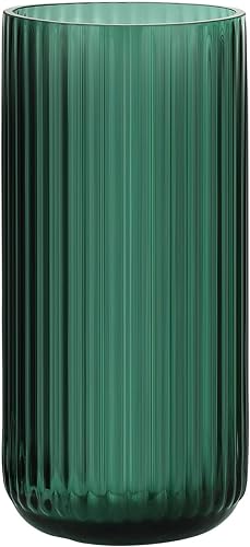 WHJY Cylindrical Green Glass Vase, Vintage Flower Vase, Hand Blown Glass Vase, Decor for Dining Table Centerpiece Décor – 7.5 inches