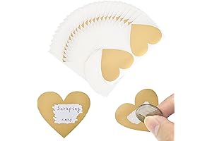 Heart Scratch Off Stickers Labels 3 Inch: 50 Pieces Self Adhesive Blank...