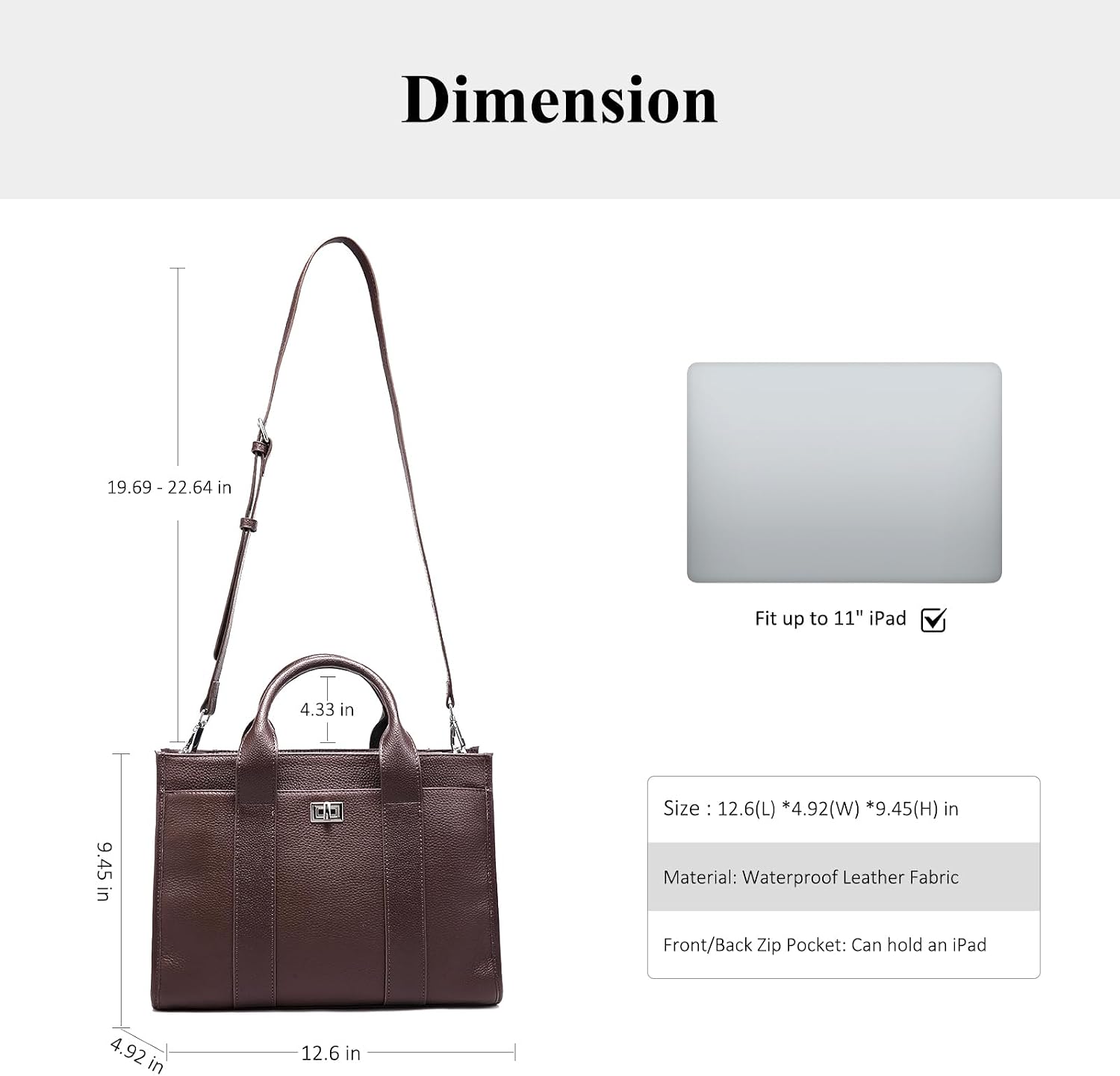 Genuine Leather Tote Bag for Women: Leather Work Bag with Compartments Handbags - Ladies Satchel Crossbody Shoulder Purse for Office (05 Medium-Coffee Brown)