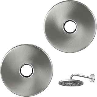 IMPRESA Shower Arm Flange - 3.5-Inch Brushed Stainless Steel, 2-Pack, Modern - Conceals Overcuts & Gaps, Easy DIY Install & Fits Standard 1/2-Inch Shower Arms