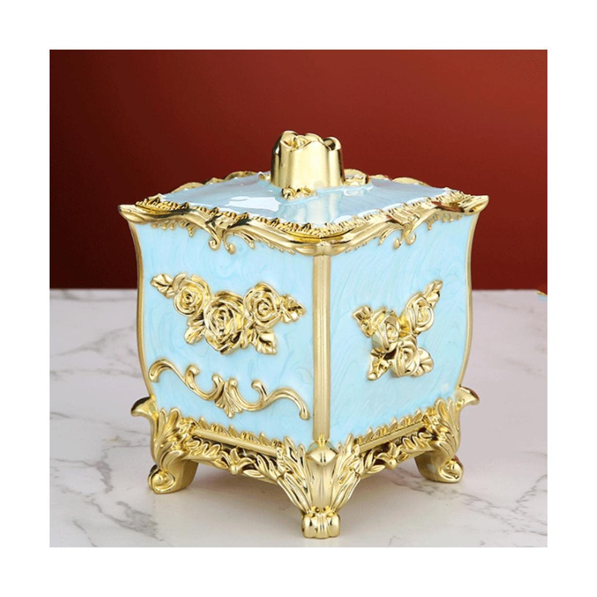 Wdwdw Gold Blue Toothpicks Dispenser Toothpick Box Acrylic Plated Holder Thickening With Lid Container Retro Case