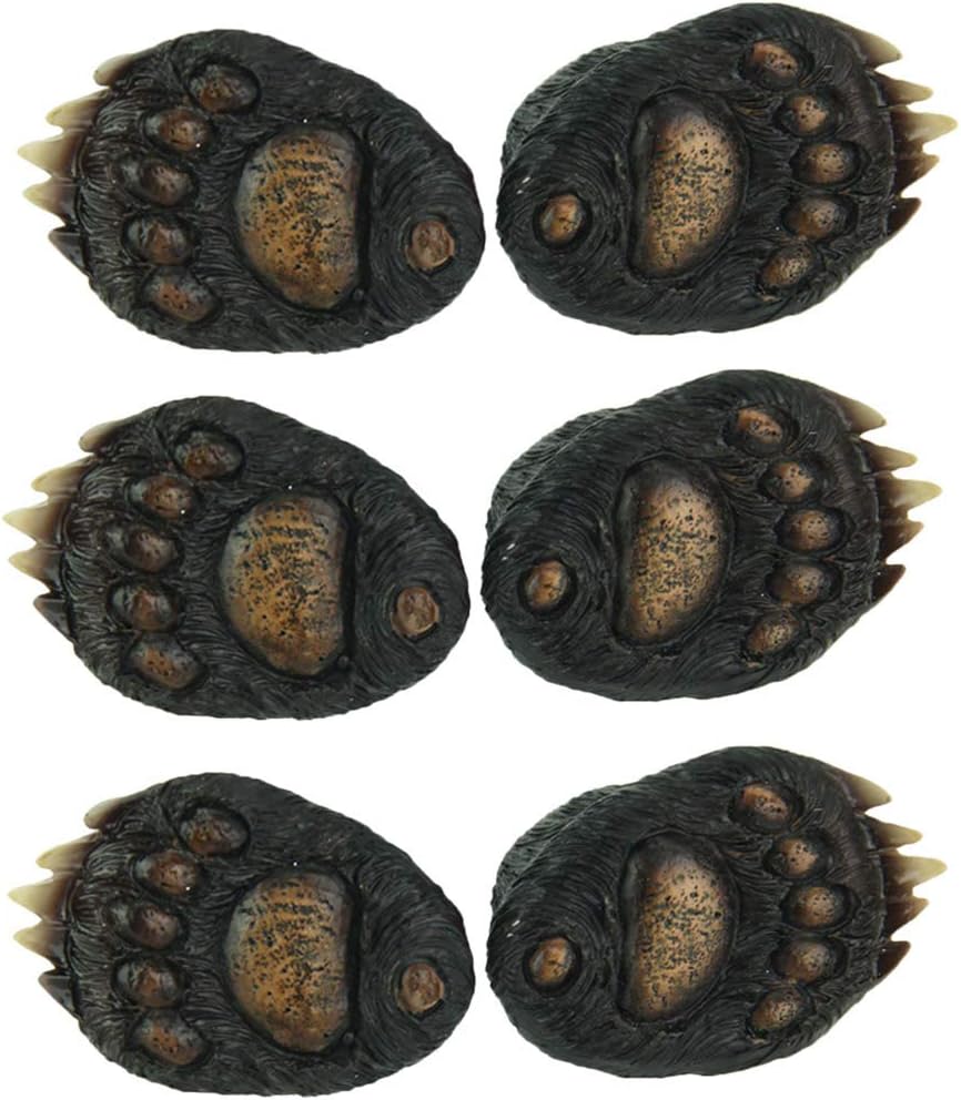 De Leon 6PC Set (3 pks of 2pcs) Animal Tracks Rustic Black Bear Paw Drawer Pulls